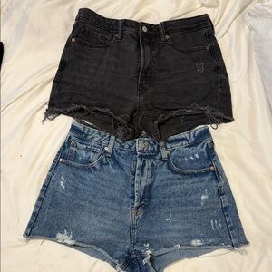 Old Navy Black and Blue High-Waist Jean Shorts Set